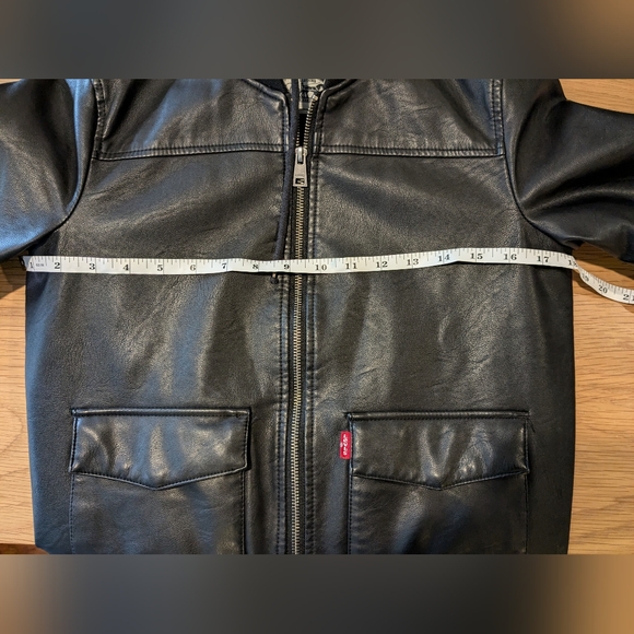 Levi Strauss Vegan Leather Black Hooded Bomber Jacket in XS - Picture 9 of 13